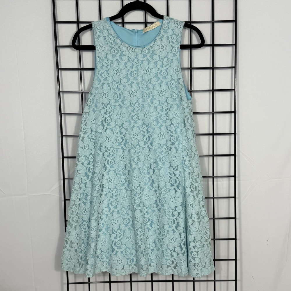 Everleigh Dress Womens M Medium Blue Sleeveless Shift Lace Whimsigoth Fairygoth